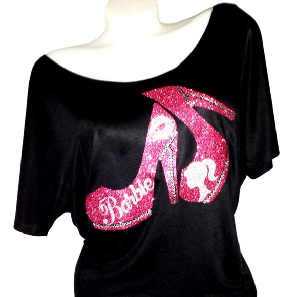 Barbie Flowy Black Draped Slv. Dolman Tee. - Picture 4 of 4